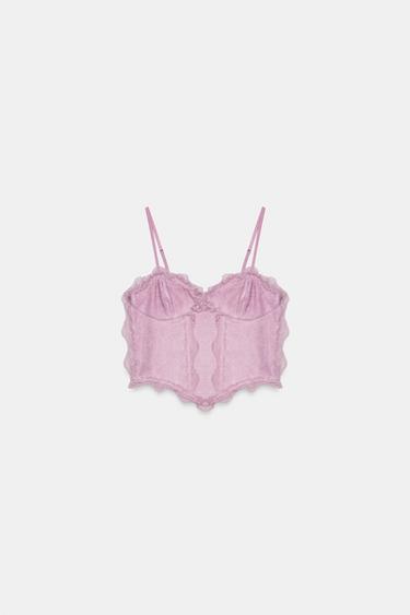 TOP STYLE CORSET ET DENTELLE - Rose clair de Zara - Image 3