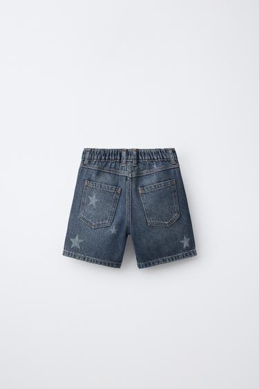 BERMUDA DENIM ESTAMPADO ESTRELLAS - Índigo de Zara