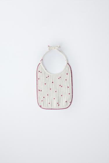 TEXTURED BIB WITH HEARTS - Ecru by Zara - Image 0