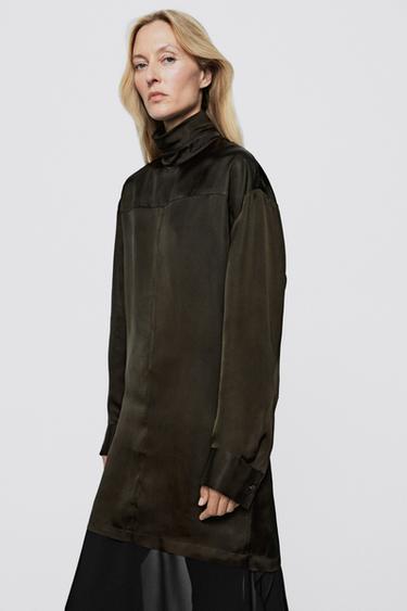 Long flowing satin finish blouse - LIMITED EDITION — Dark green 2