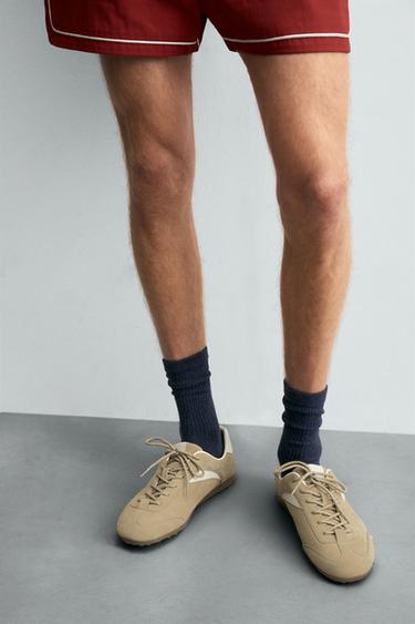 LEATHER TRAINERS - Sand Brown by Zara