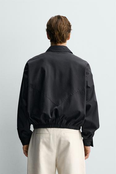BLOUSON COURT EN COTON ET CUPRO - Bleu de Zara - Image 2