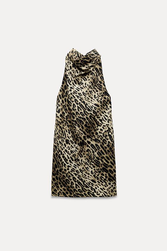 ZW COLLECTION 100% LINEN ANIMAL PRINT DRESS - Leopard by Zara