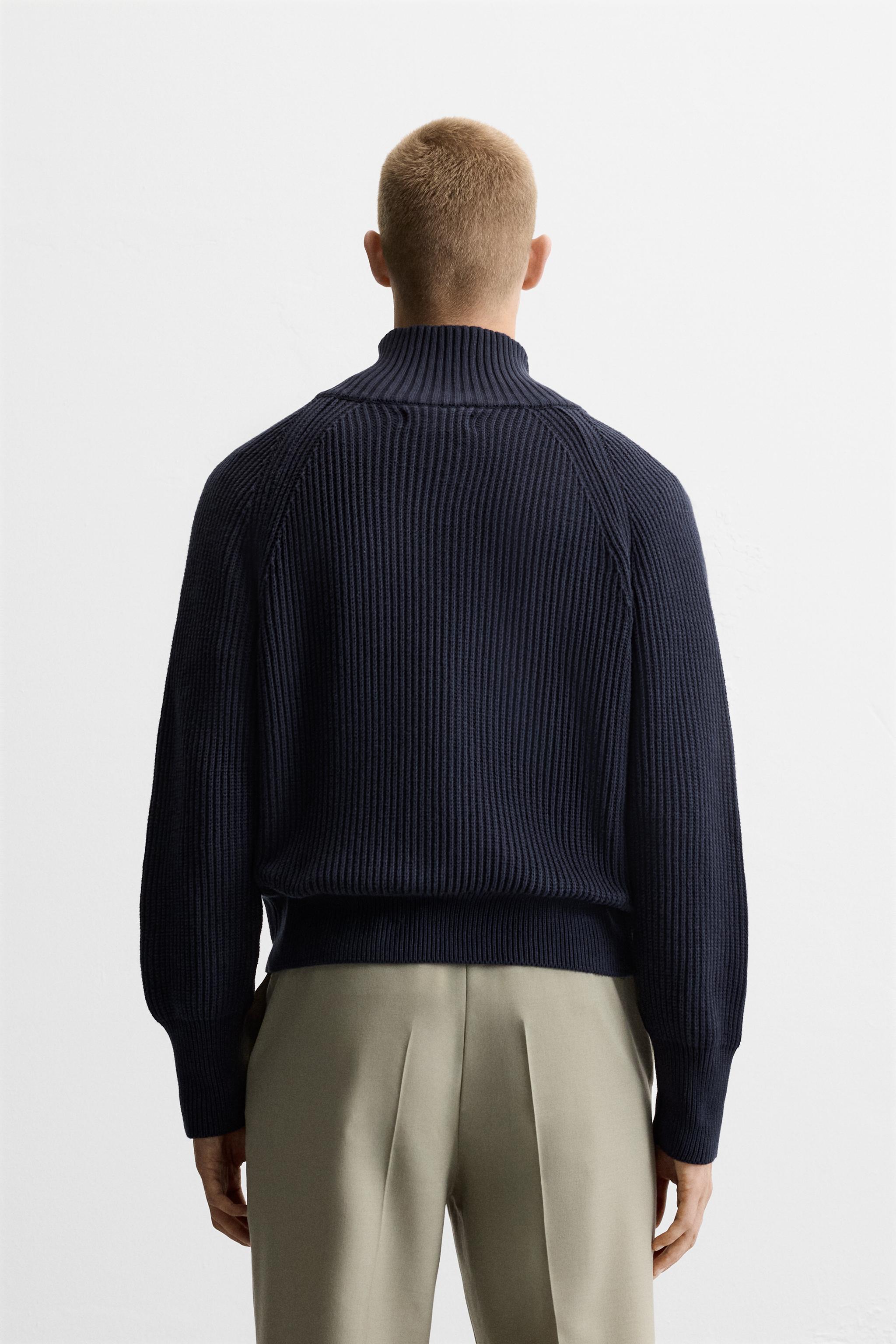 MOCK NECK SWEATER WITH ZIP LIMITED EDITION Navy blue ZARA United Kingdom