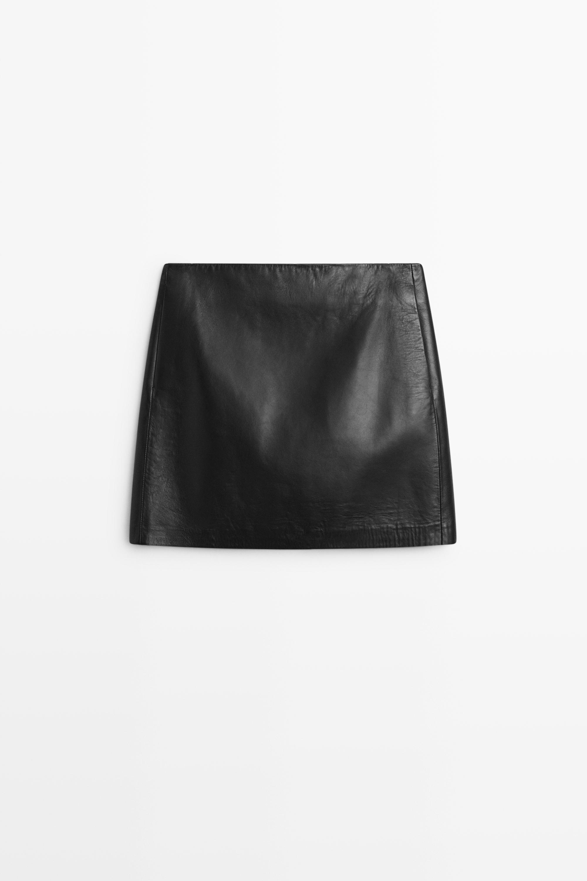 Nappa sheepskin leather mini skirt