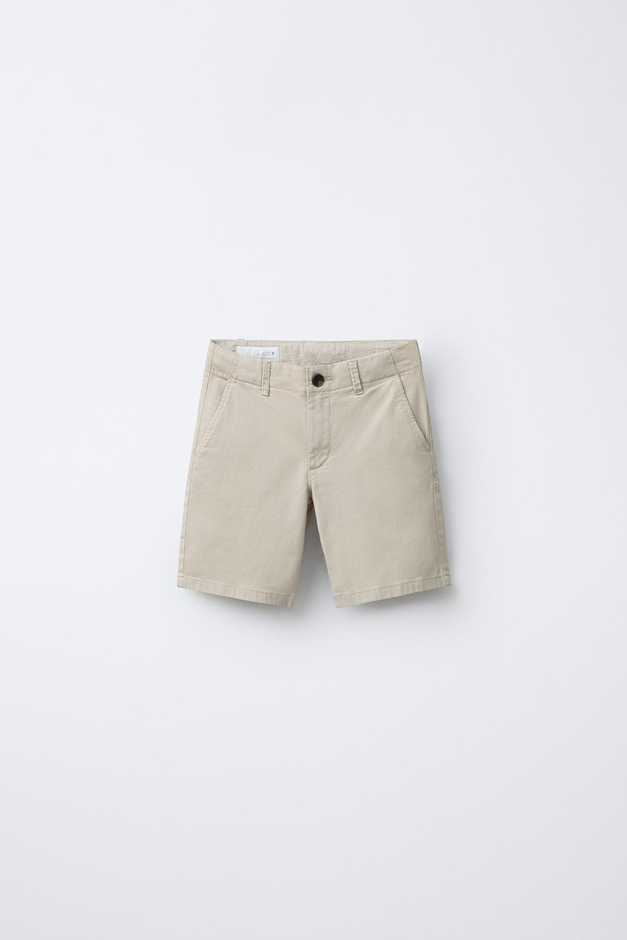 SLIM FIT CHINO SHORTS — Mid-ecru