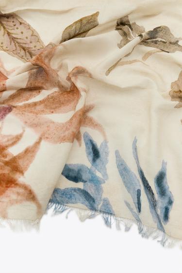 FOULARD COTON IMPRIMÉ PIVOINES - Sable de Zara - Image 5