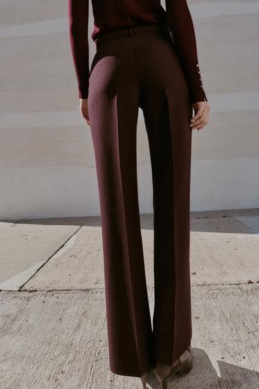 PANTALON DROIT TAILLE HAUTE - Bordeaux de Zara - Image 3