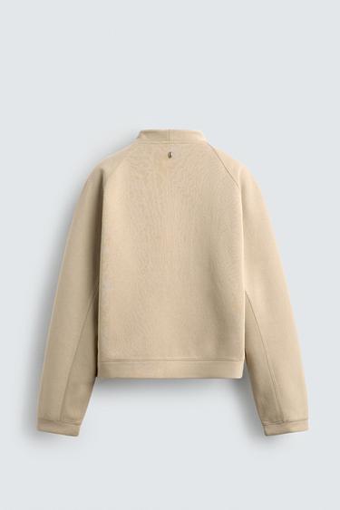 SWEAT CROPPED FIT EFFET NÉOPRÈNE CLOU - Marron clair de Zara - Image 8