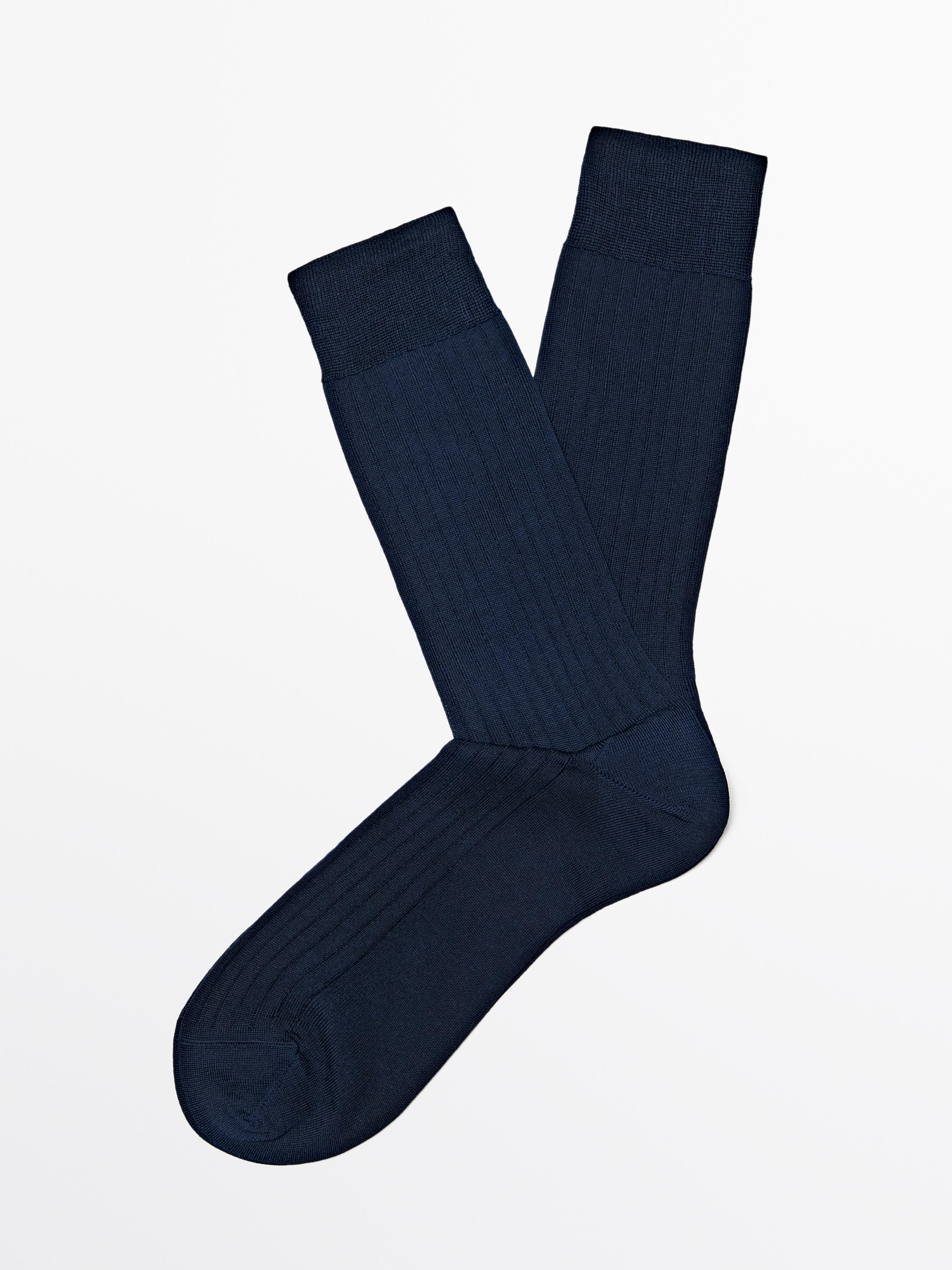 Ribbed smart socks — Navy blue