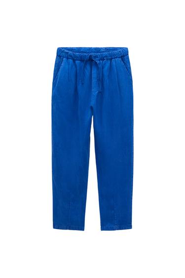 CROPPED LINEN BLEND TROUSERS