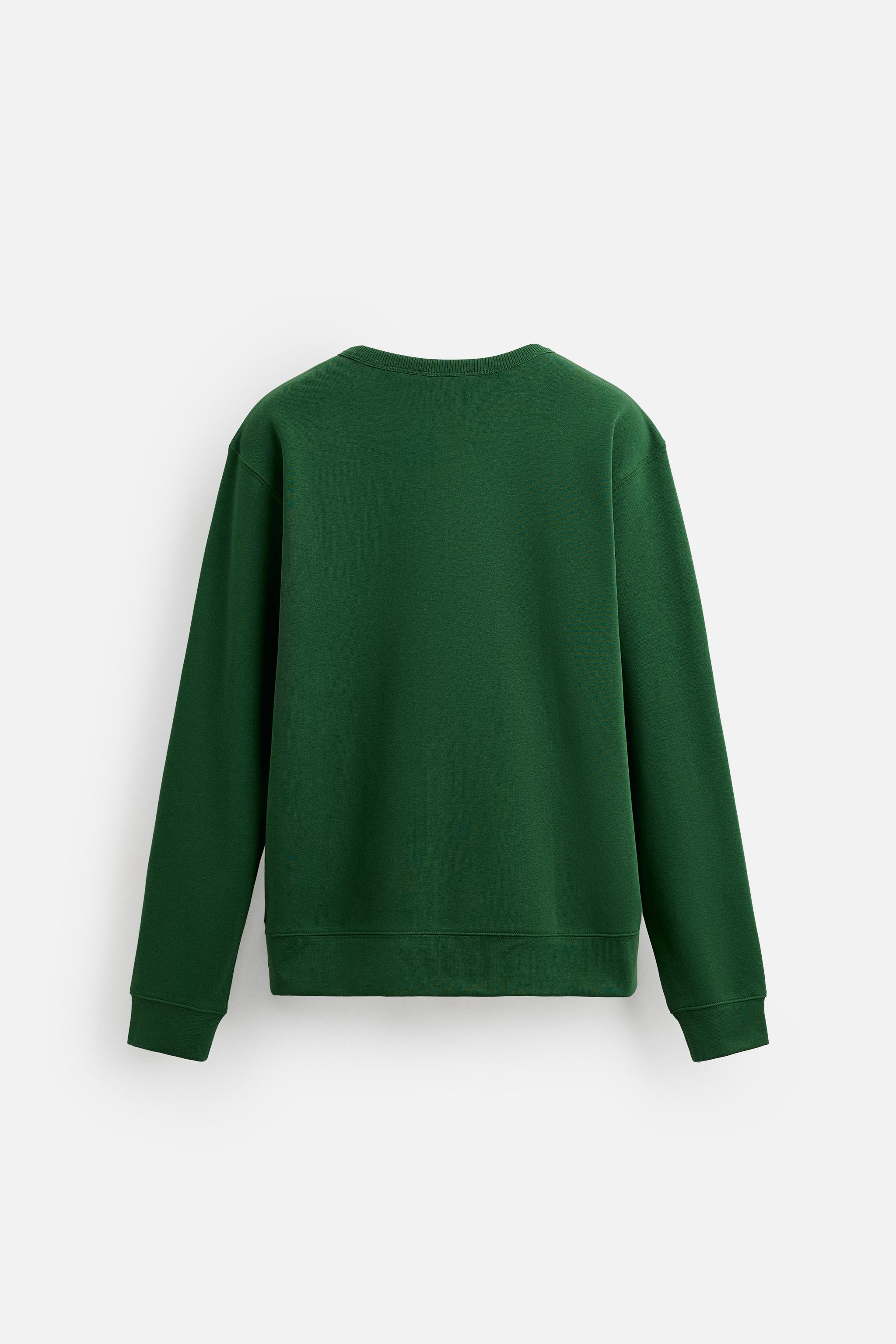★ZARA★ BASIC CREW NECK SWEATSHIRT EMBROIDERED TEXT SWEATSHIRT - Black | ZARA United States