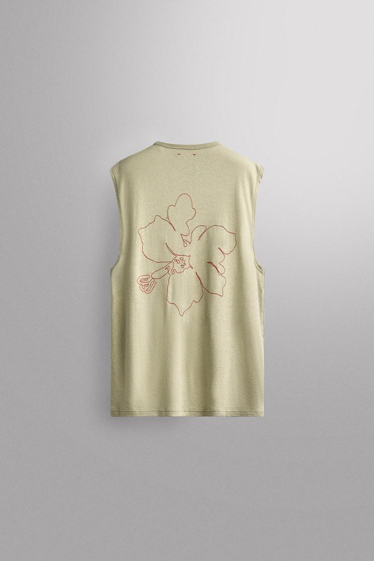Camiseta tank ligera lino algodon