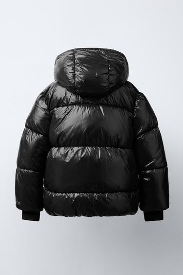 WATER-REPELLENT QUILTED COAT WITH HOODIE - Black by Zara - Image 3