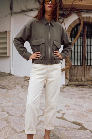 Zara POCKET JACKET - Khaki