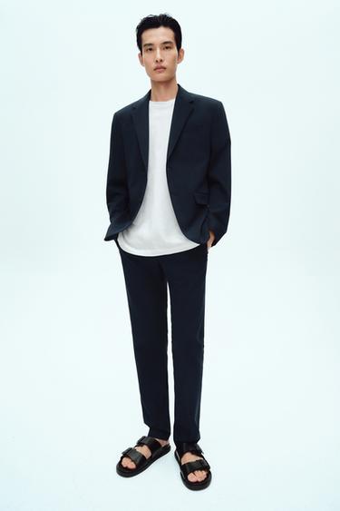 Zara 舒適版西裝長褲 - 海藍色