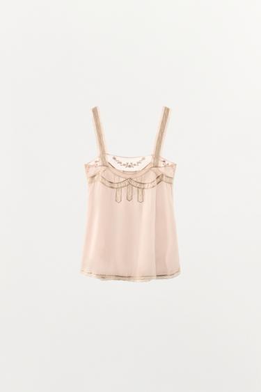 TOP EN DENTELLE AVEC FANTAISIE - Rose de Zara - Image 4