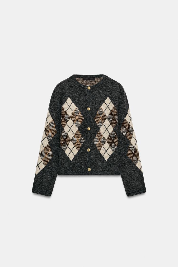ARGYLE KNIT CARDIGAN