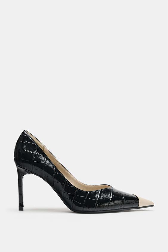 ZAPATO TACÓN TEXTURA - Negro de Zara - Imagen 0