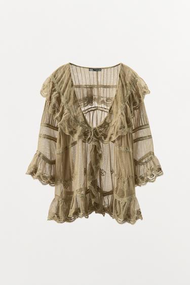 TOP TULLE BRODÉ À VOLANTS - Pierre de Zara - Image 4