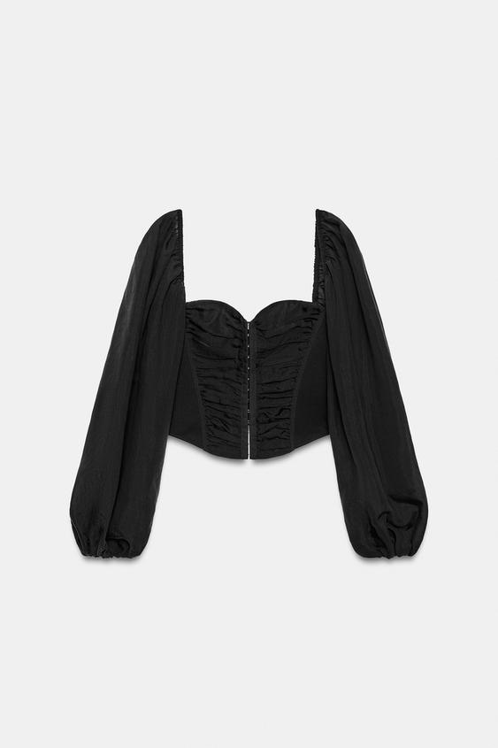 Zara COMBINED CORSET TOP - Black - Image 0
