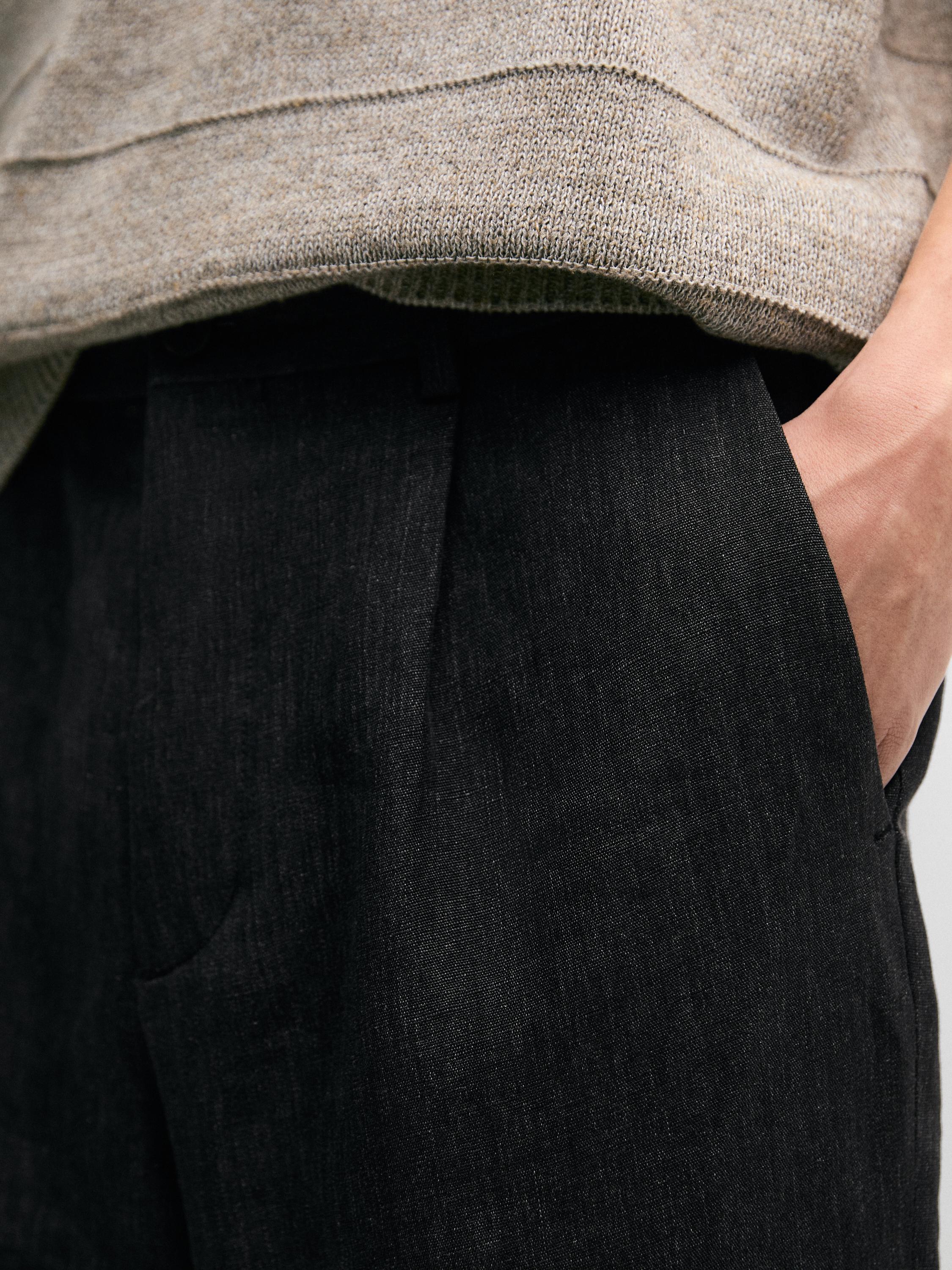 Pantalon à pinces total look lin