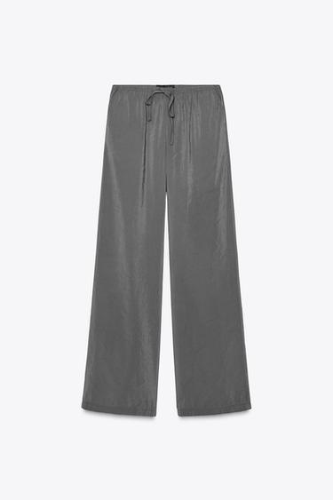 FLOWING PALAZZO TROUSERS - Blue marl by Zara
