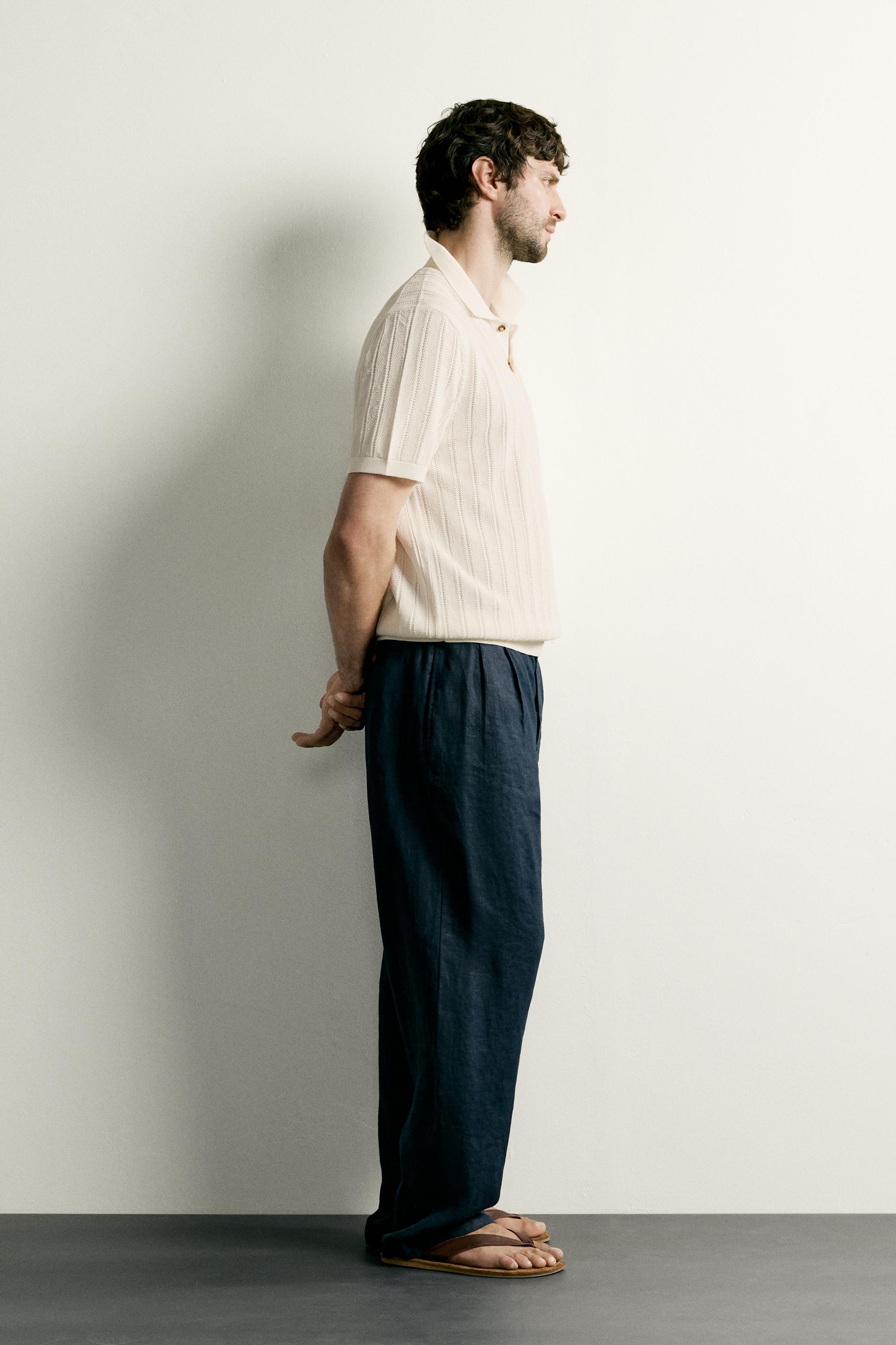 OPEN-KNIT TEXTURED POLO - thumbnail 4