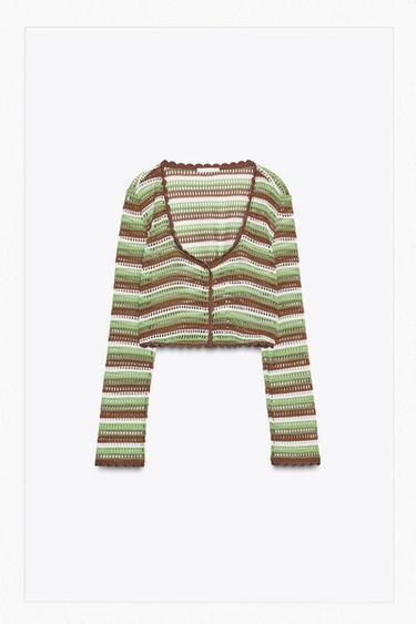 CHAQUETA CROCHET - Blanco roto de Zara