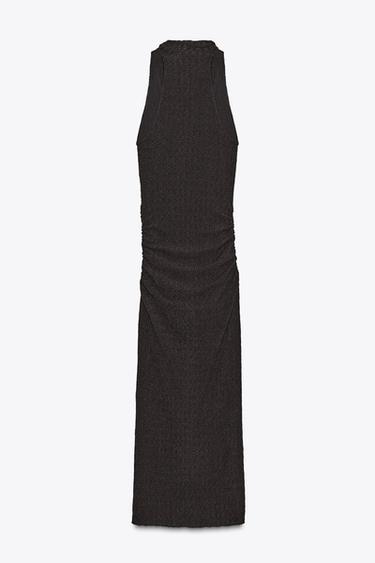 ROBE LONGUE HALTER TEXTURÉE - Marron foncé de Zara - Image 7