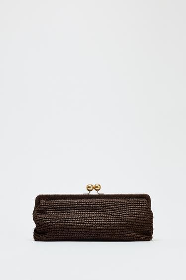 WOVEN CLUTCH - Brown by Zara