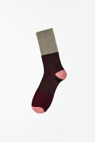 COMBINED SOCKS WITH METALLIC THREAD - Brown by Zara