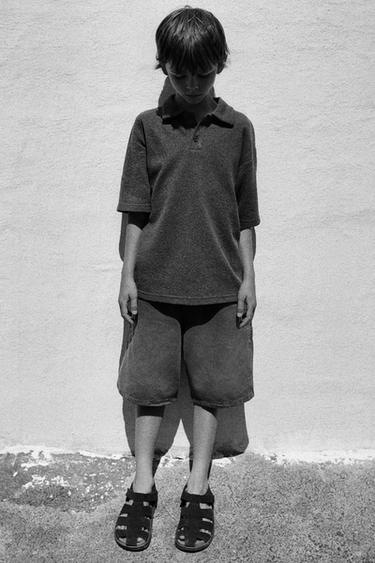 SANDALES STYLE PÊCHEUR PLAGE EN CUIR - Bleu marine de Zara