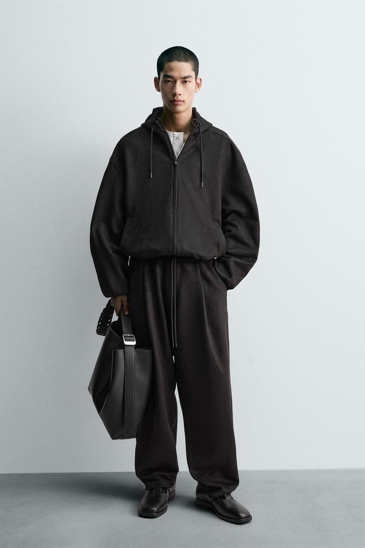 フェイクスエードフードジャケット - ブラック | ZARA Japan / 日本