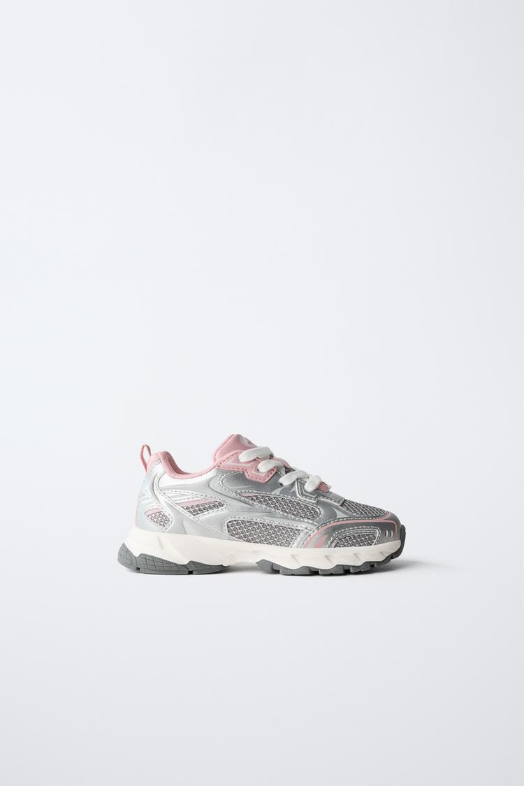 BASKETS AVEC RÉSILLE Argent ZARA France