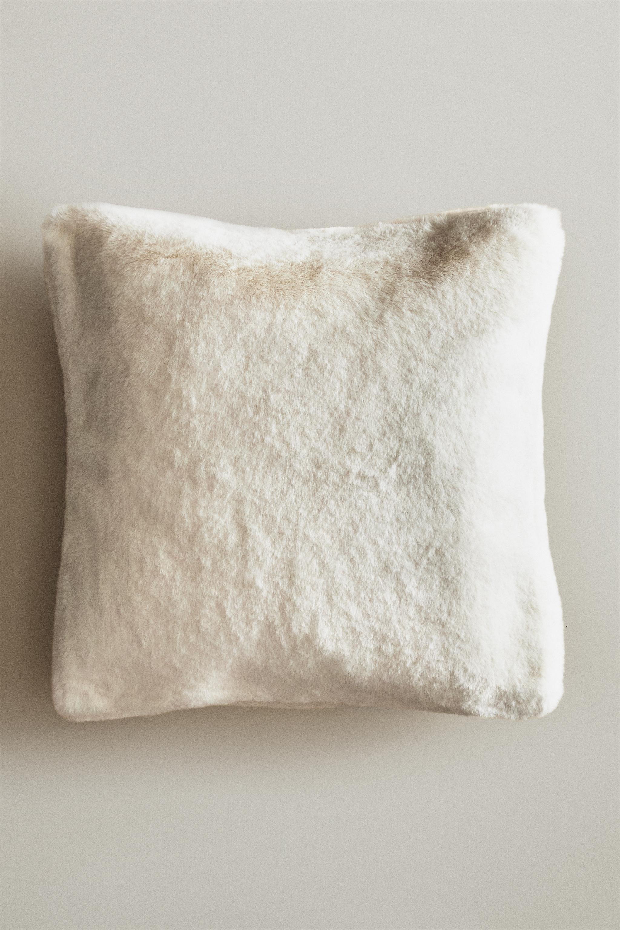 zara フェイクファーボアクッションカバーピローケースブラウンベージュ 43132008721-a2.jpg?ts=