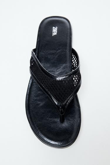 FLAT MESH SANDALS - Black by Zara