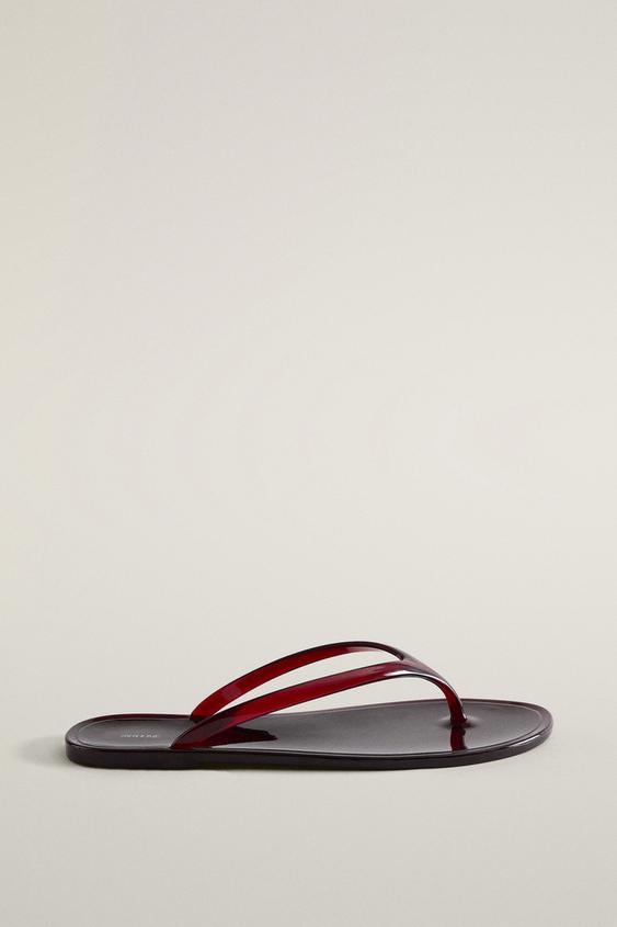 FLAT JELLY SANDALS - Burgundy Red by Zara - Image 0