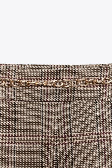 HOUNDSTOOTH LONG BERMUDA SHORTS WITH BELT - Multicoloured by Zara - Image 8