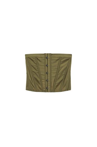 SATIN EFFECT TOPSTITCHED BUSTIER