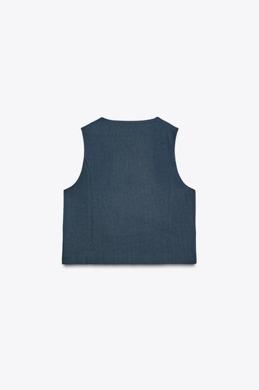 Zara ZW COLLECTION DOUBLE-BREASTED VEST - Navy blue