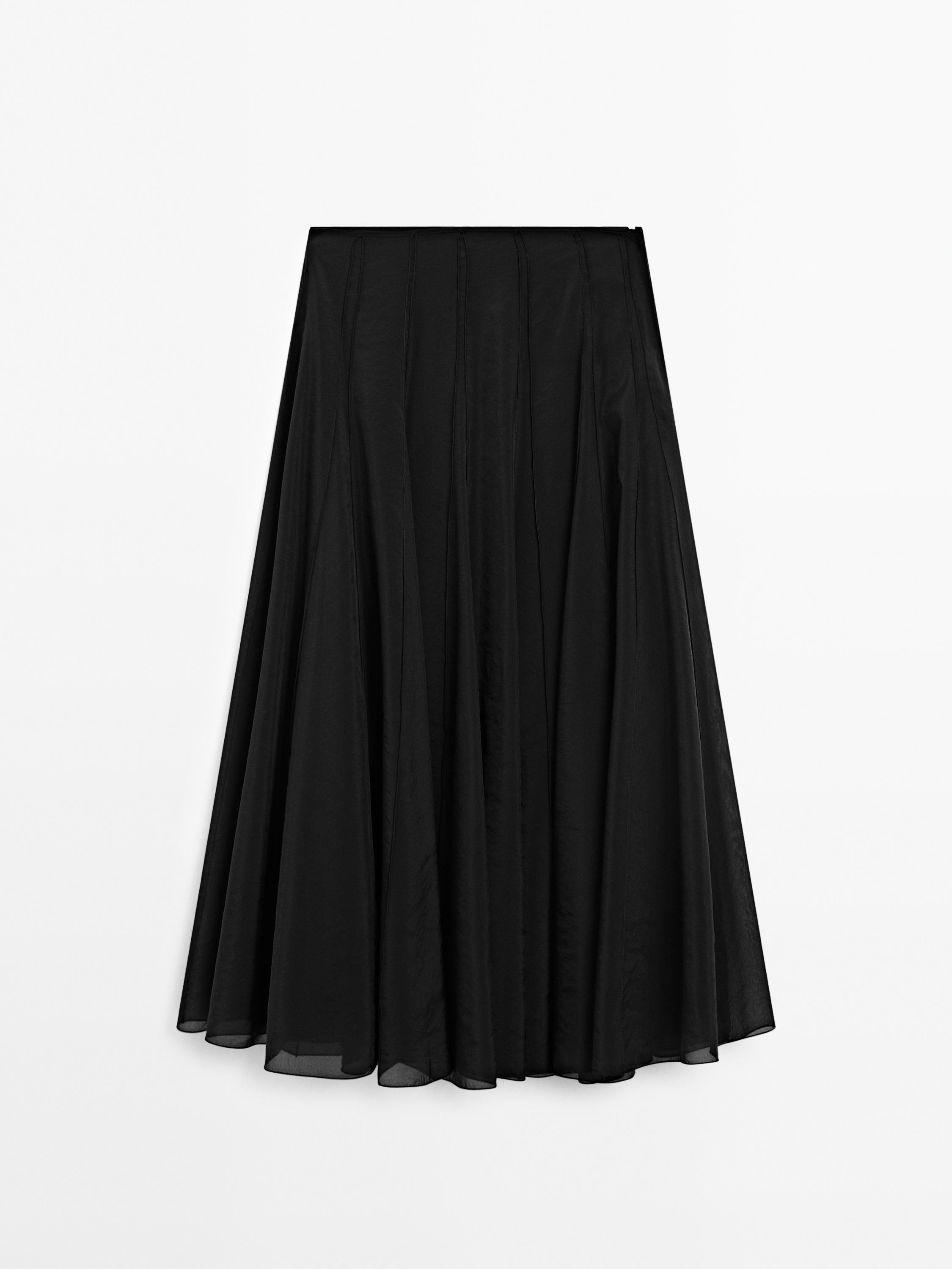 Flared midi godet skirt - Black | ZARA Canada Flared midi godet skirt - Black | ZARA Canada