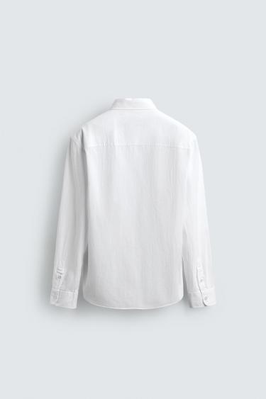 CHEMISE REGULAR FIT EFFET FROISSÉ - Blanc de Zara - Image 8