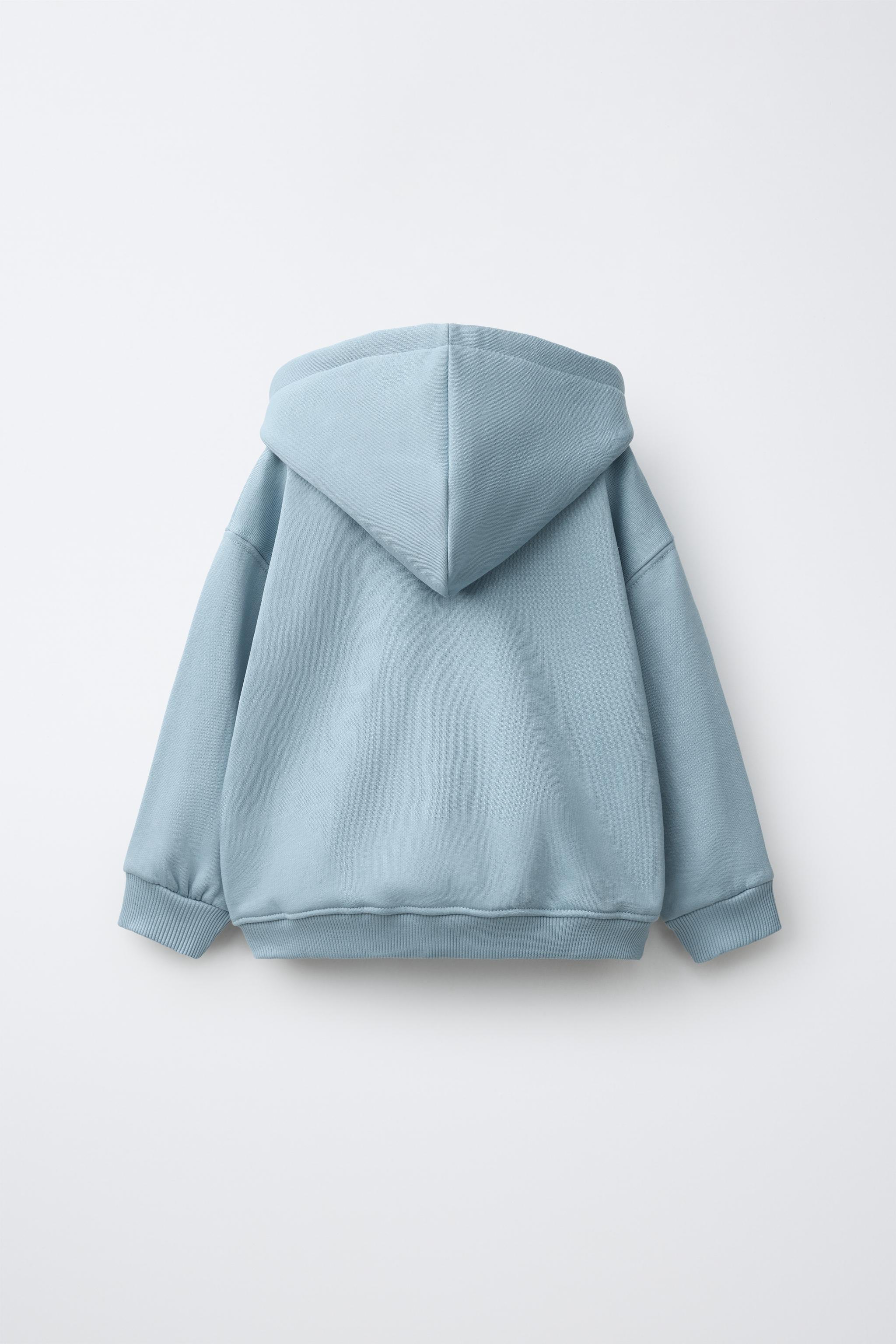 HOODED ZIP SWEATSHIRT — Light blue
