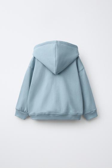 HOODED ZIP SWEATSHIRT — Light blue 2