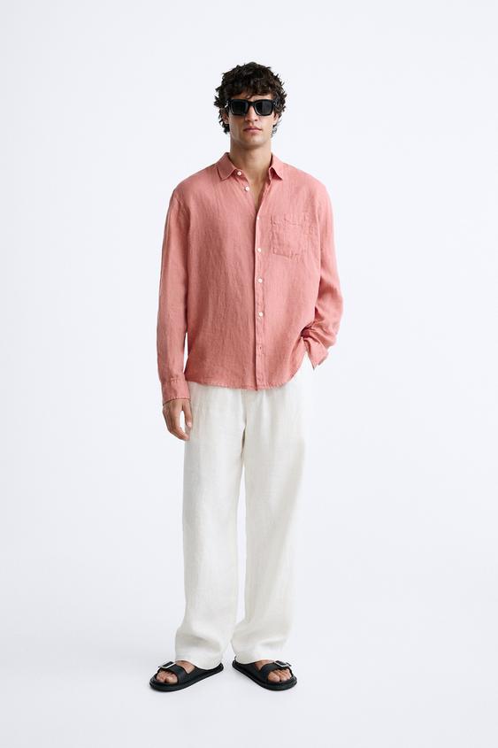 100% LINEN SHIRT - Dusty pink | ZARA United States