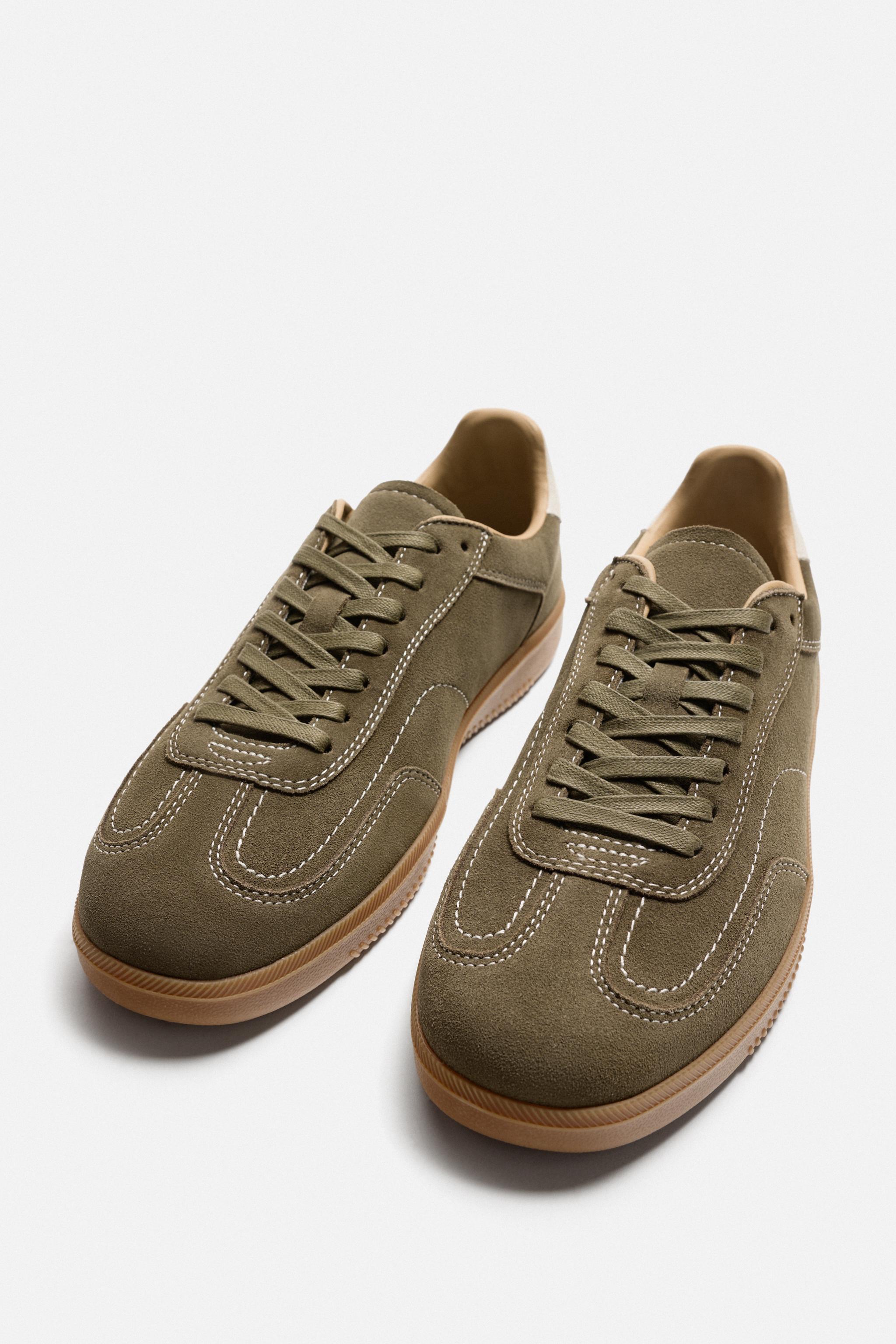 レザースニーカー コントラストソール - ボーンホワイト | ZARA