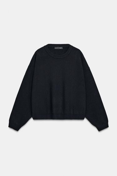 PLAIN KNIT SWEATSHIRT - Navy blue by Zara