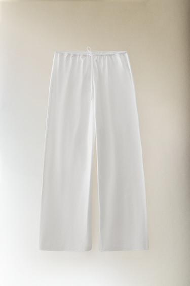 PANTALON LONG EN COTON - Blanc de Zara - Image 5