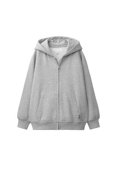 SUDADERA CREMALLERA CAPUCHA - Gris vigoré de Zara